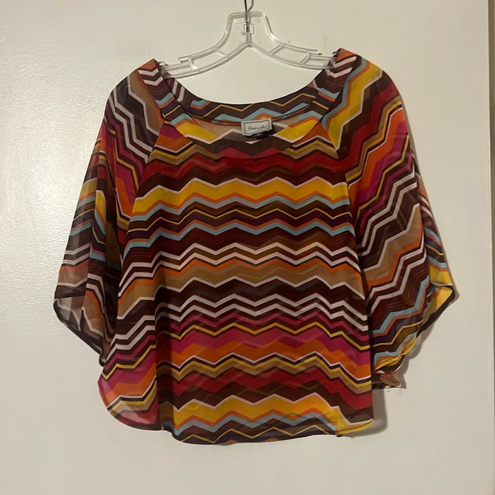 About a Girl chevron batwing sleeve top